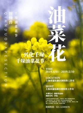 扁平简约兴化千垛油菜花宣传海报