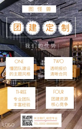 团建定制简约我们的优势手机海报