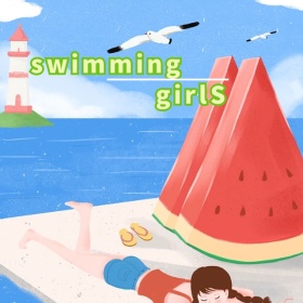 游泳女孩邮轮手机微博封面模板