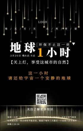 地球一小时公益手机海报