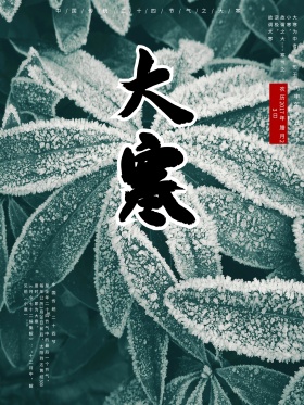雪人雪地松树背景梅花大寒PSD海报