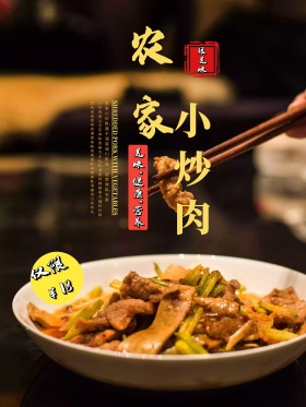 中国风湖南湘菜农家小炒肉促销美食海报