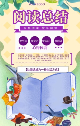 读书日阅读总结手机海报