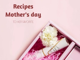 母亲节食谱简约红色横版配图