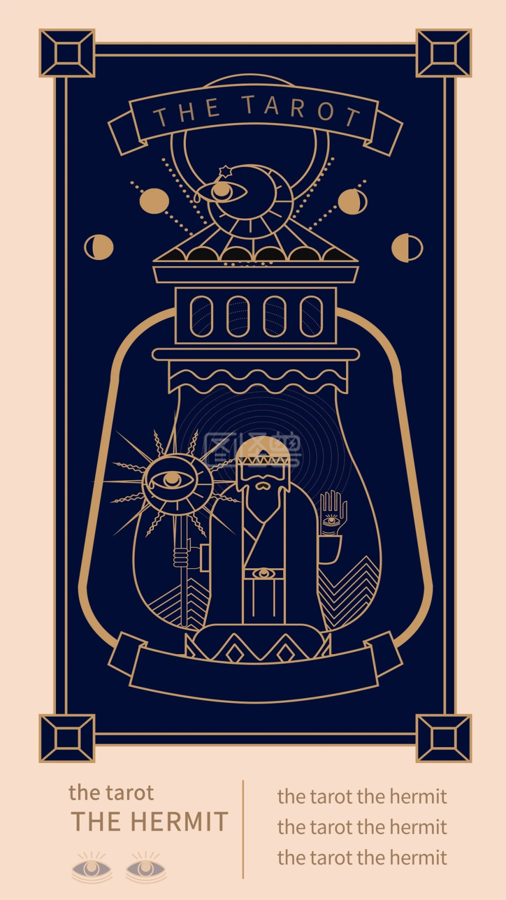 手机用图塔罗牌占卜圣人复古金色手绘