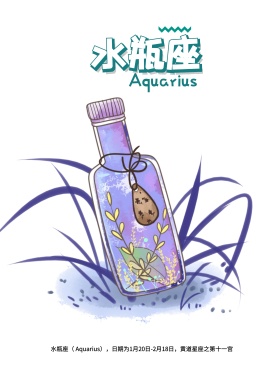 十二星座水瓶座原创插画海报