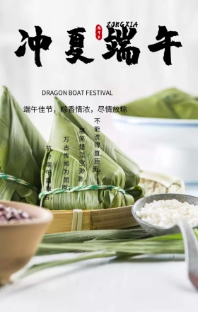 端午节端午印象清新插画风手机海报