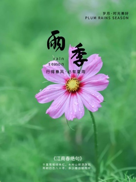 水墨下雨天雨季简约文艺海报