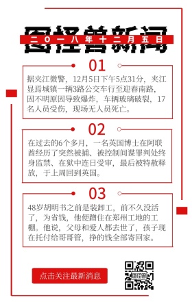 红黑色调简约新闻快讯早午报
