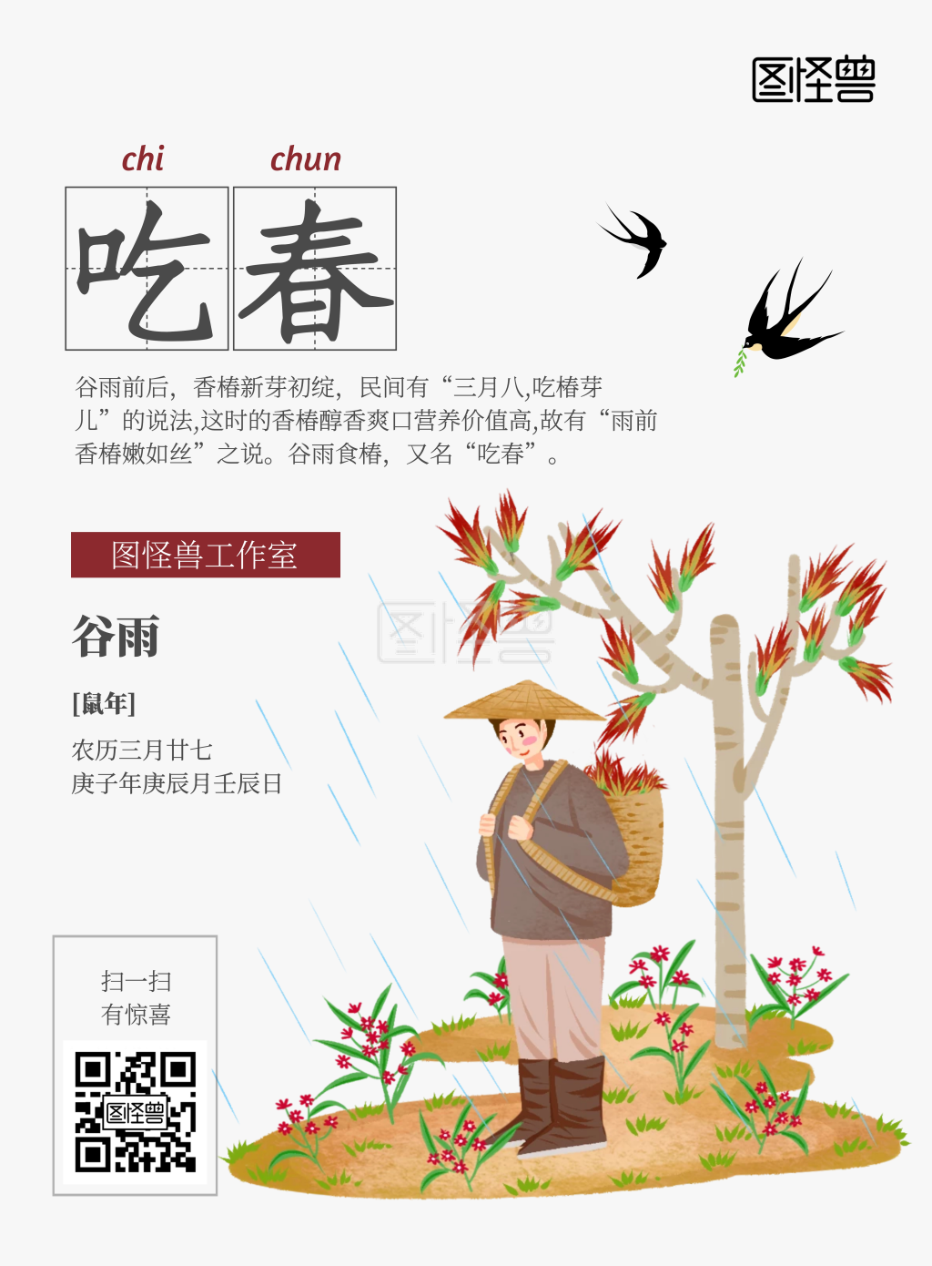 2020谷雨香椿食材吃春小清新海报
