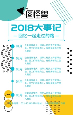 清新简约大气创意回忆2018大事记海报
