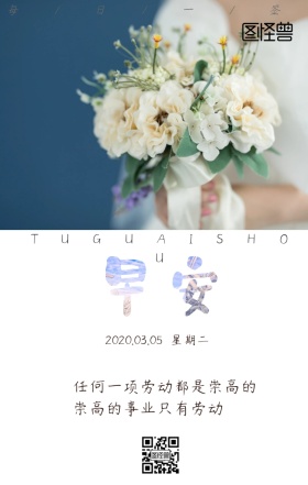 简约文艺花瓶花朵早安心灵鸡汤手机日签