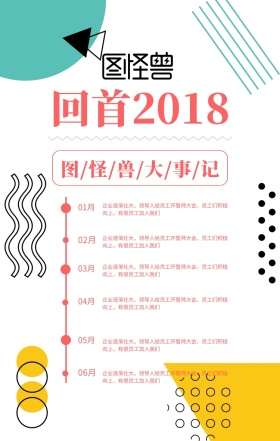 简约创意几何回首2018大事记手机海报