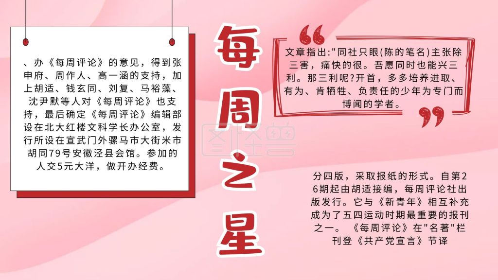 每周之星宣传小报