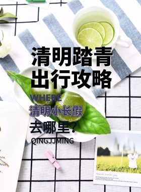 清明踏青踏春攻略拼接海报