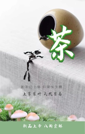 上等茶叶 天然茶香 新品上市 八折尝鲜 新·茶·已·上·焙   旧·架·忧·生·醭 春茶春季茶叶促销手机海报
