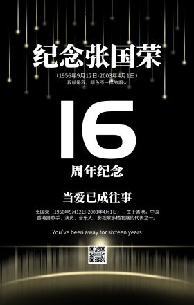 简约大气张国荣逝世16周年纪念海报