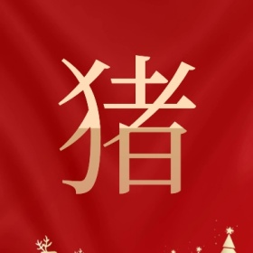 金猪送福新年红色简约公众号封面小图