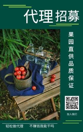 招募 代理 加入我们 轻松做代理 不赚钱我能干吗 果园直供品质保证 水果招募代理简约手机海报