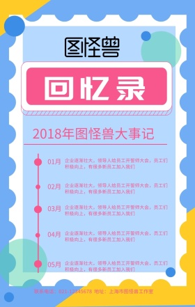 创意清新几何简约回忆录2018大事记海报