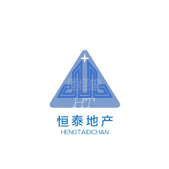 蓝色地产-恒泰地产蓝色简约几何logo在线图片制作-图怪兽