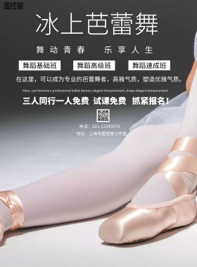 简约风格冰上芭蕾舞班宣传海报