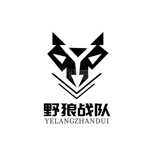 野狼战队方形三角黑色简约logo