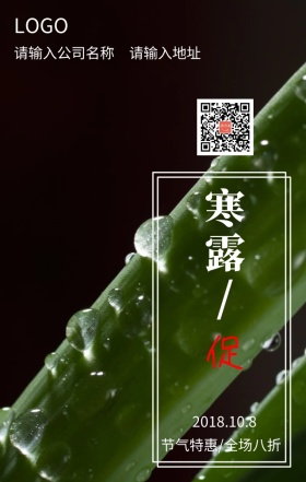 二十四节气寒露店铺促销海报