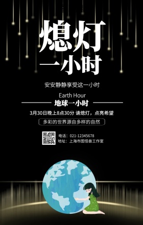 插画地球一小时海报