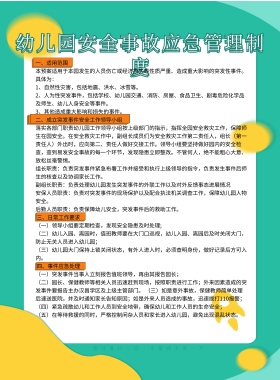 幼儿园安全事故应急管理制度卡通海报