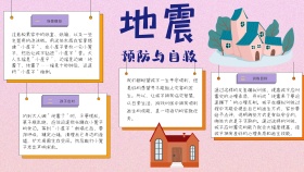 卡通儿童科普地震防御与自救小报手抄报