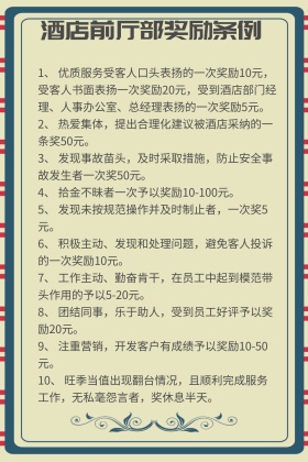 酒店前厅部奖励条例公众号配图