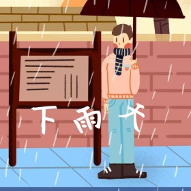 创意灯泡下雨天手机微博封面模板