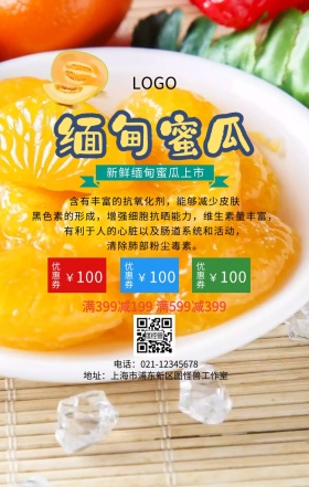 缅甸蜜瓜水果主题宣传手机海报