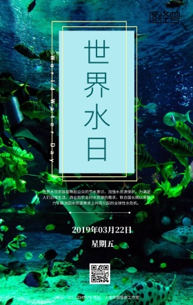 世界水日简约风科普手机海报