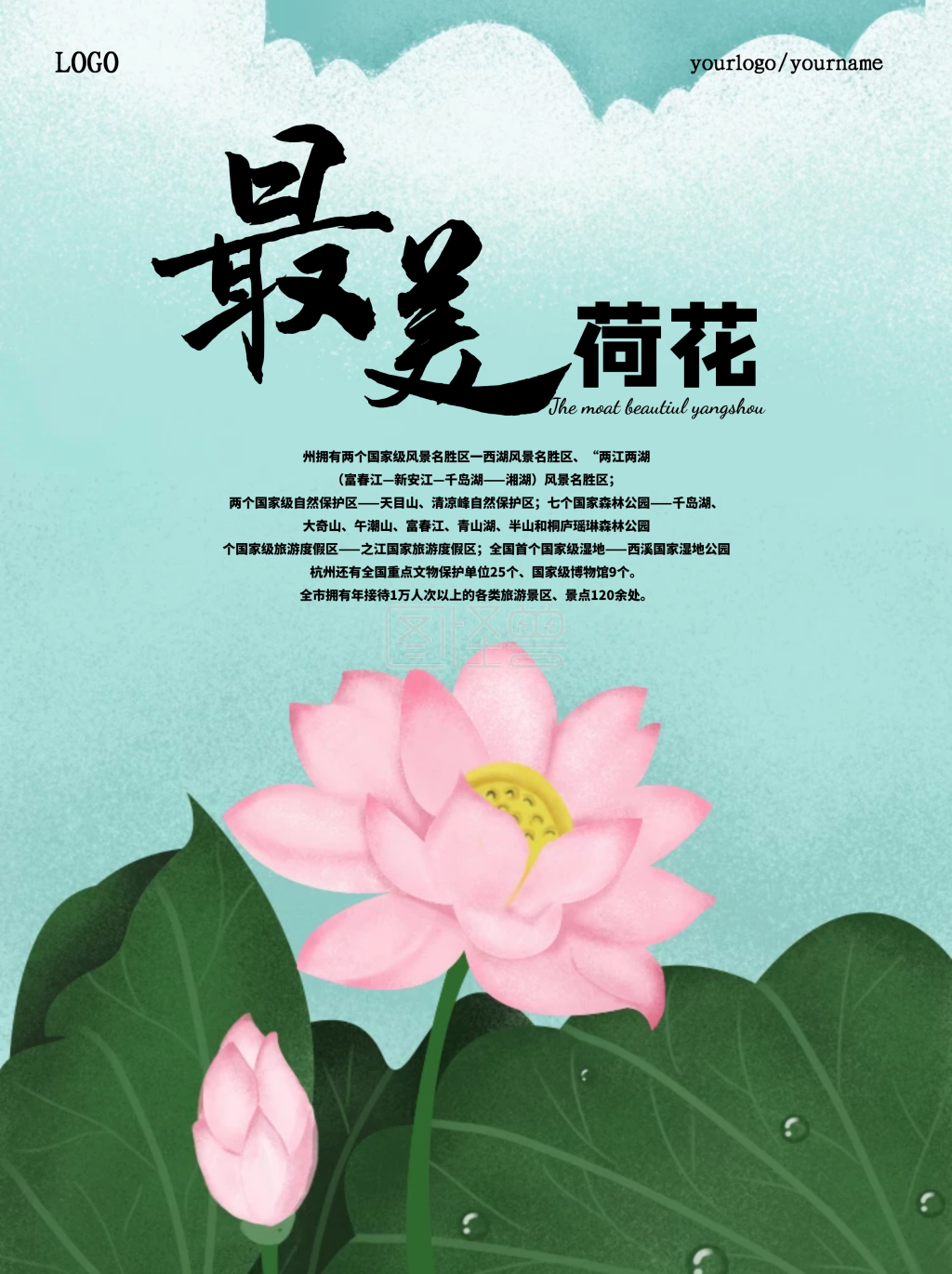 清爽简约荷花海报