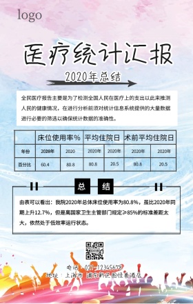 医疗统计汇报卡通简约手机海报