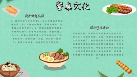  餐桌文化宣传蓝色白色卡通手抄报