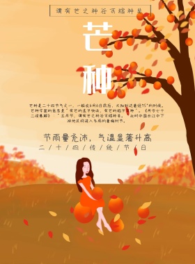 简约白色芒种二十四节气中国传统节日海报