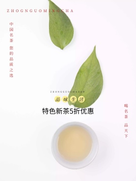 中国茶道橙色简约促销海报
