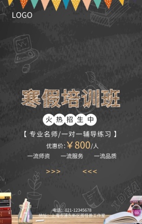 寒假培训招生宣传营销海报