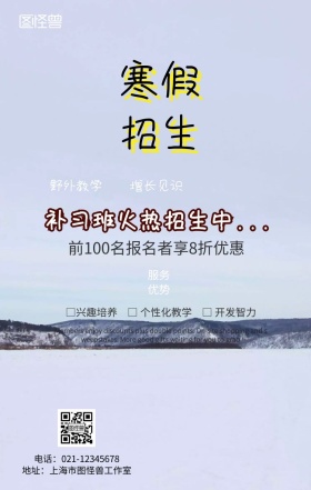 寒假来了补习招生手机营销海报