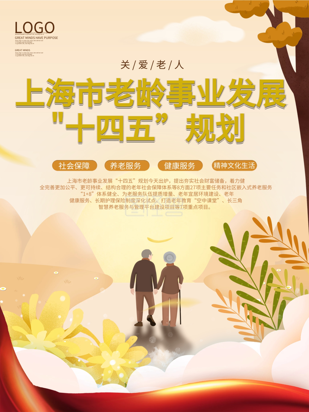 上海老龄事业发展十四五规划宣传海报