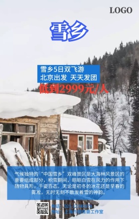 雪乡旅游大气创意手机营销海报