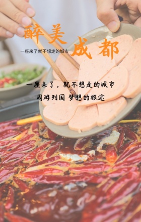 四川大熊猫纸扇中国风成都旅游海报