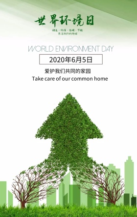世界环境日保护我们的家园绿色简约手机海报