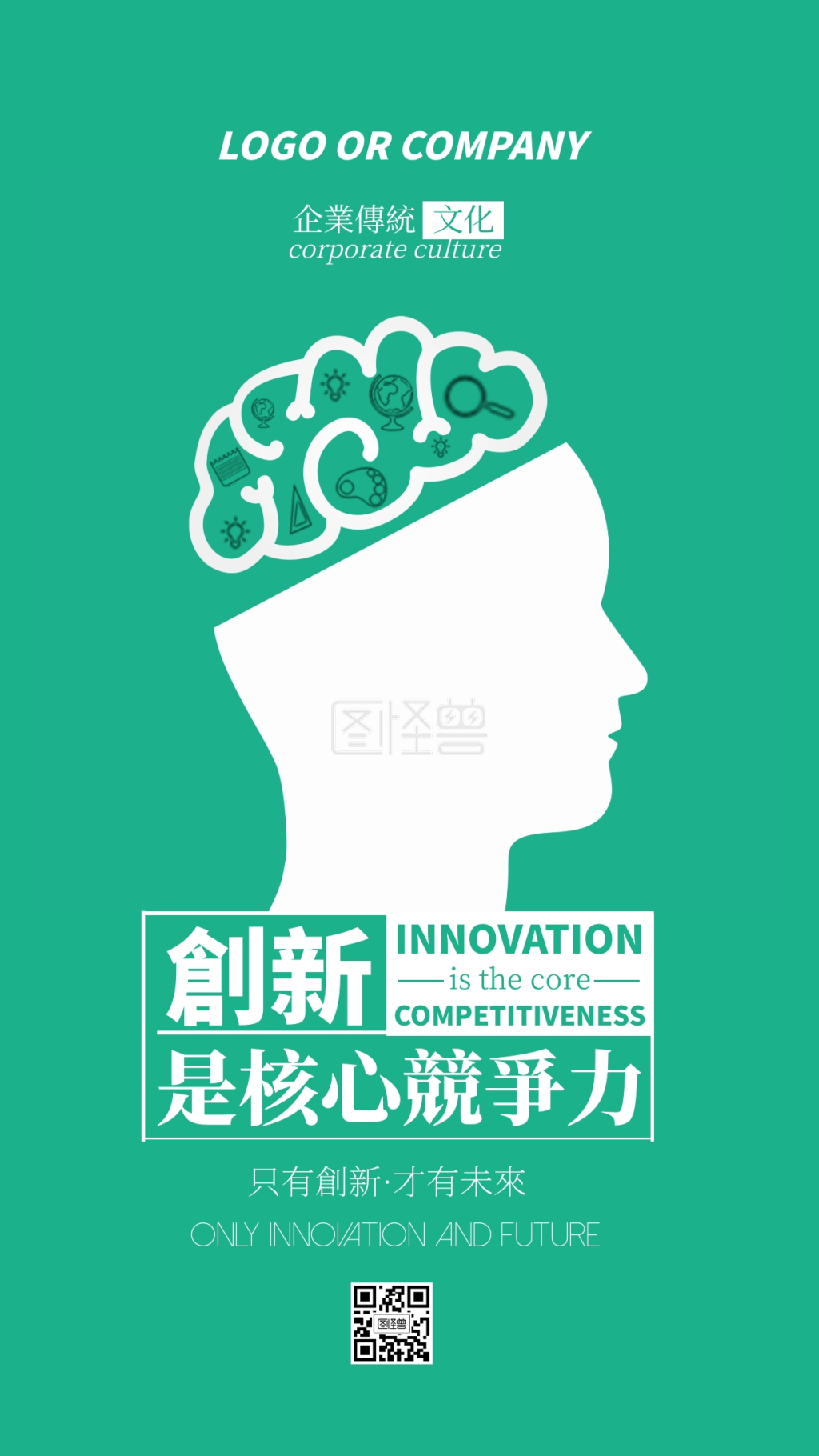 企业传统文化只有创新才有未来手机海报