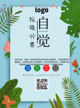 小学生垃圾分类宣传海报	
