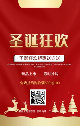 圣诞狂欢宣传促销海报