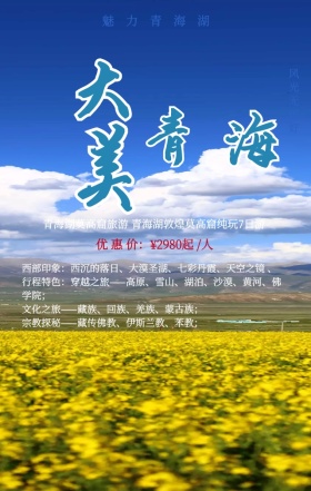 魅力青海湖旅游特价宣传手机海报